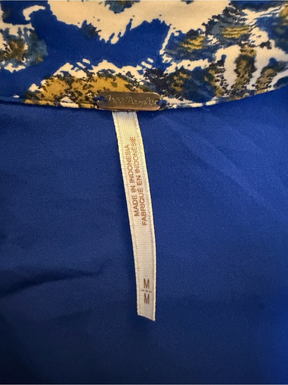 Free People Blue White and Gold Paisley Print Dress - Picture 3 of 3